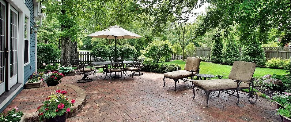 Trees around a patio in St. Peters, MO.